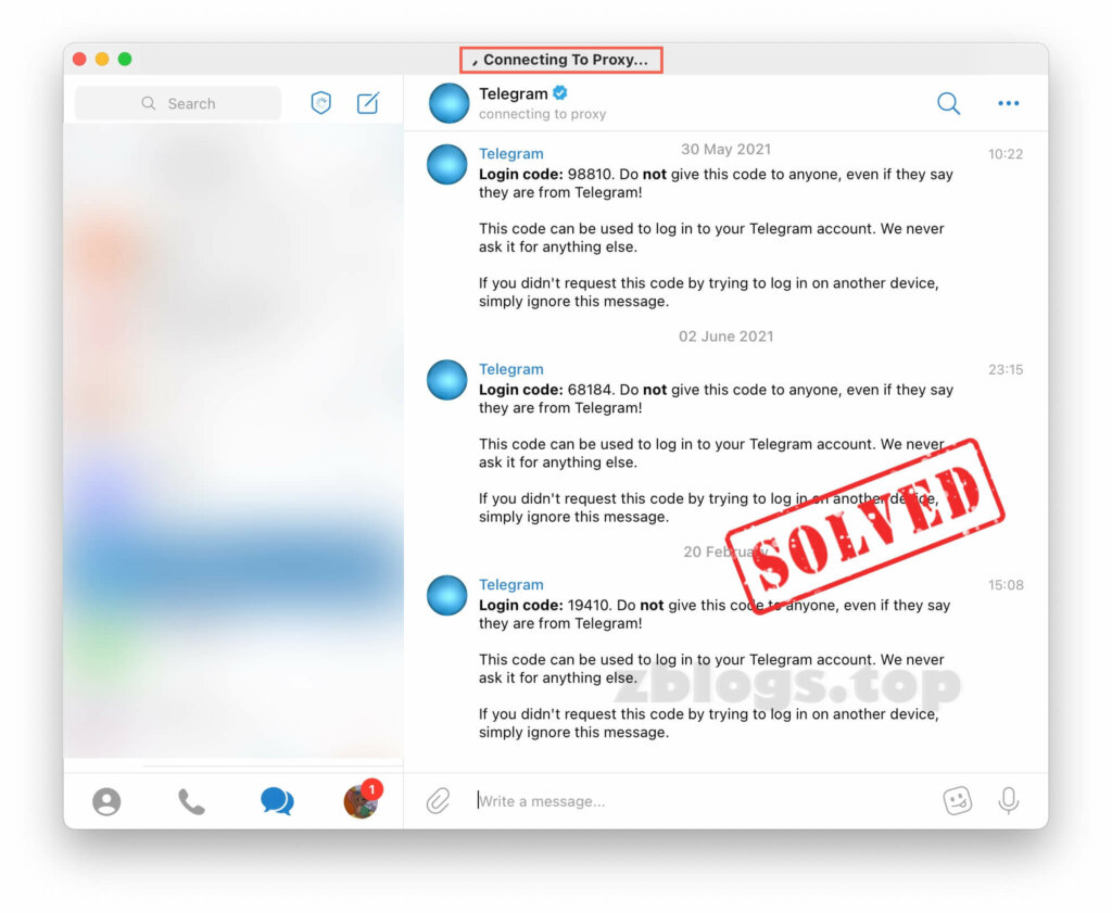 Telegram is connecting to Proxy