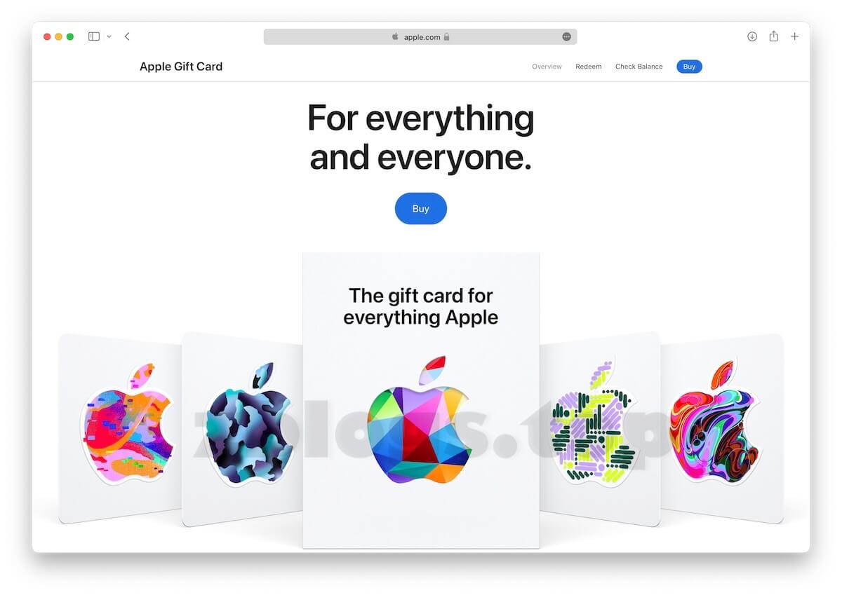 Apple Gift Card 购买页面